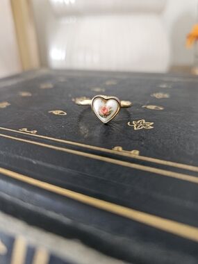 Free Addition To Any Bundle - Gold Heart Ring with Pink Rose Insert